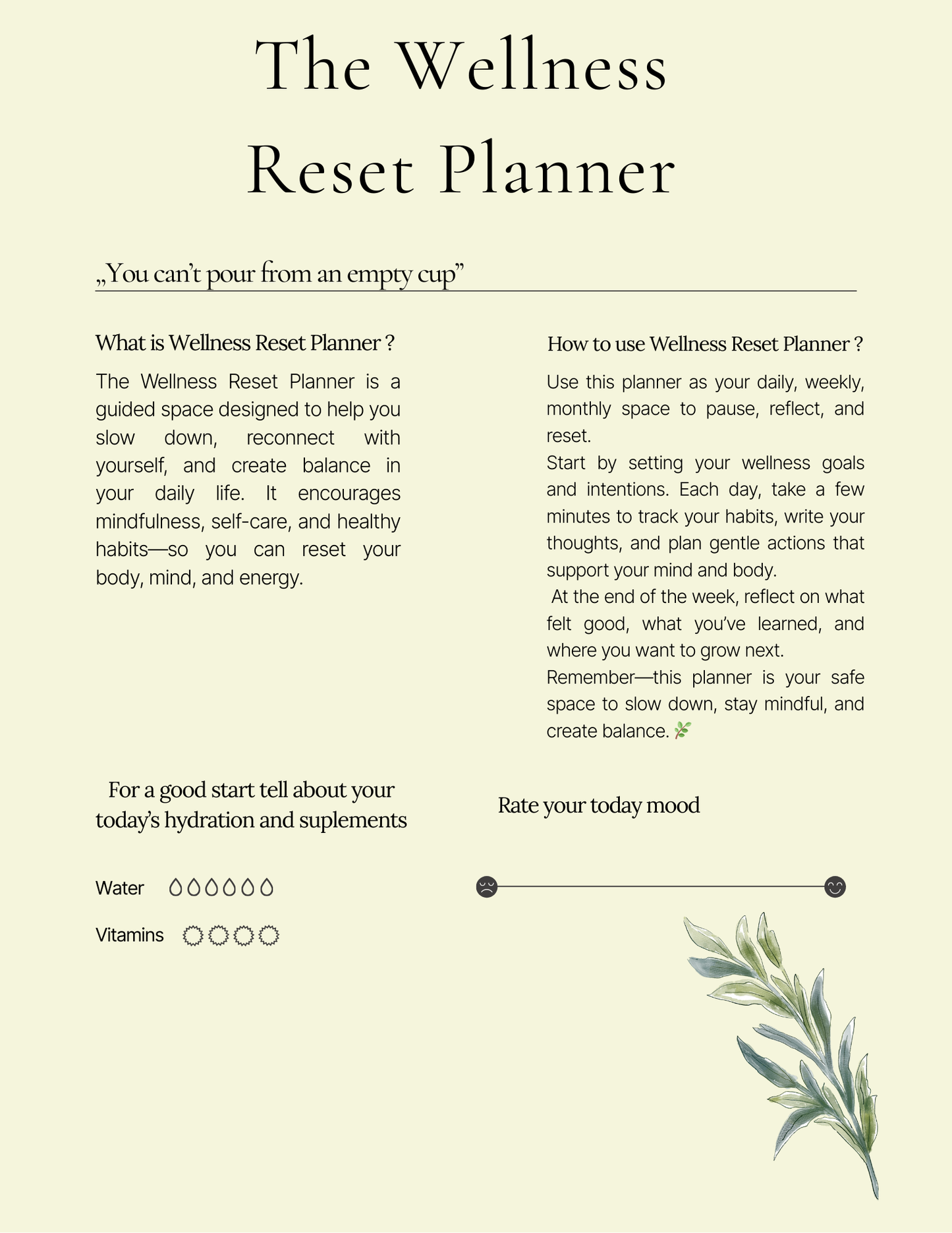 Wellness & Reset Planner